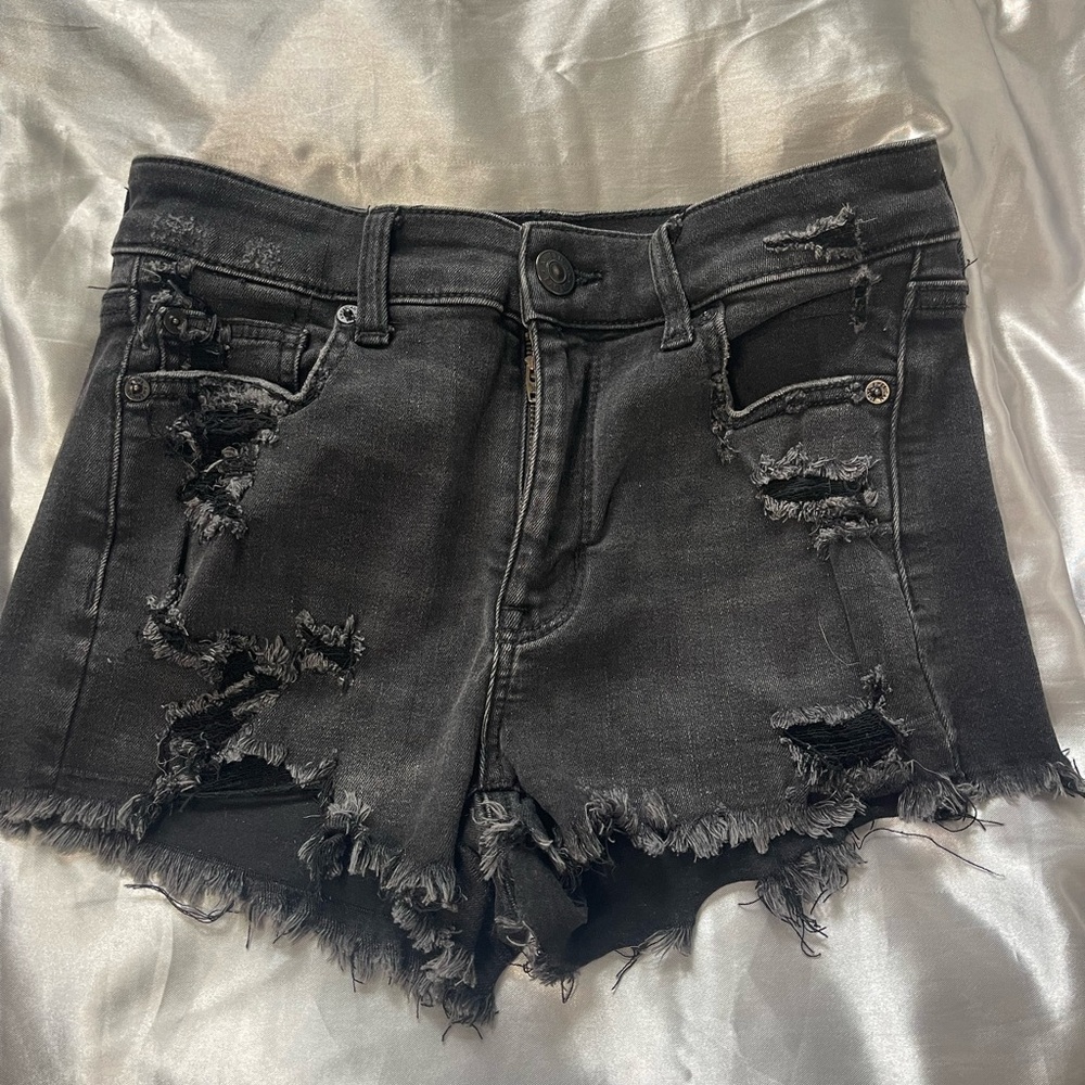 American Eagle Outfitters Ripped Black Jean Shorts